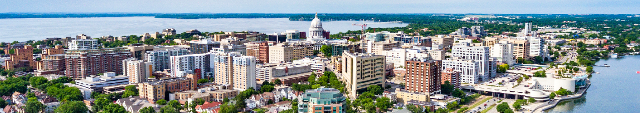 Foto: Luftbildaufnahme der Stadt Madison im US-Bundesstaat Wisconsin
