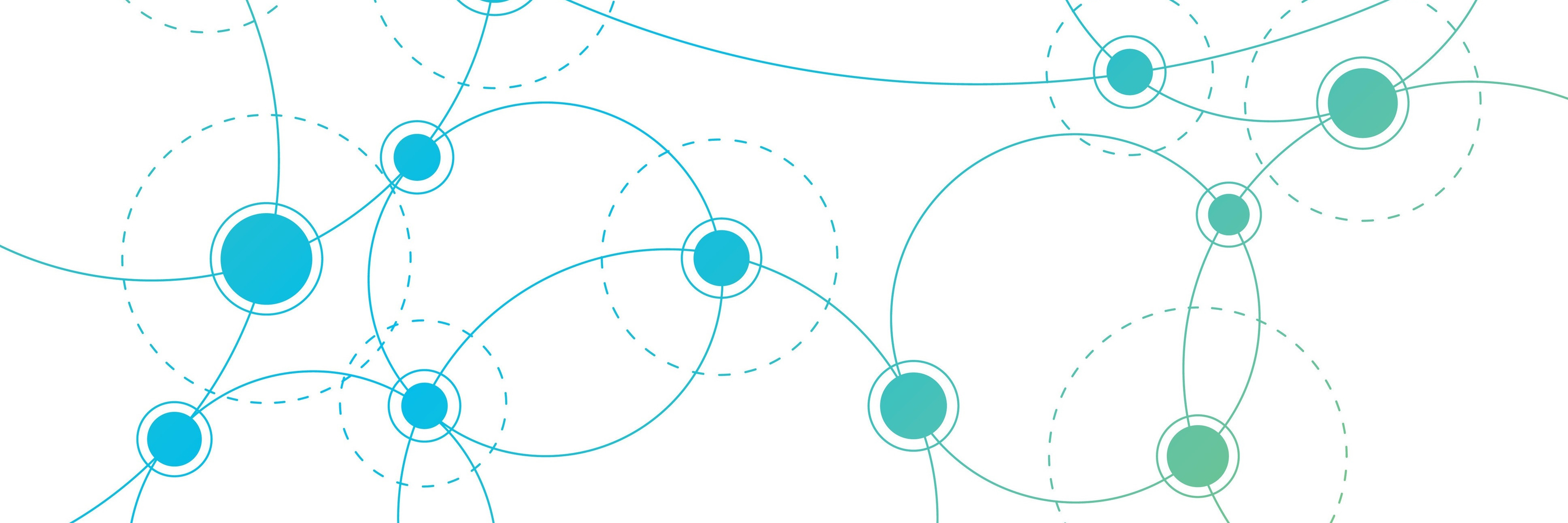 Graphik: Netzwerk aus blau-grünen Punkten und Linien.