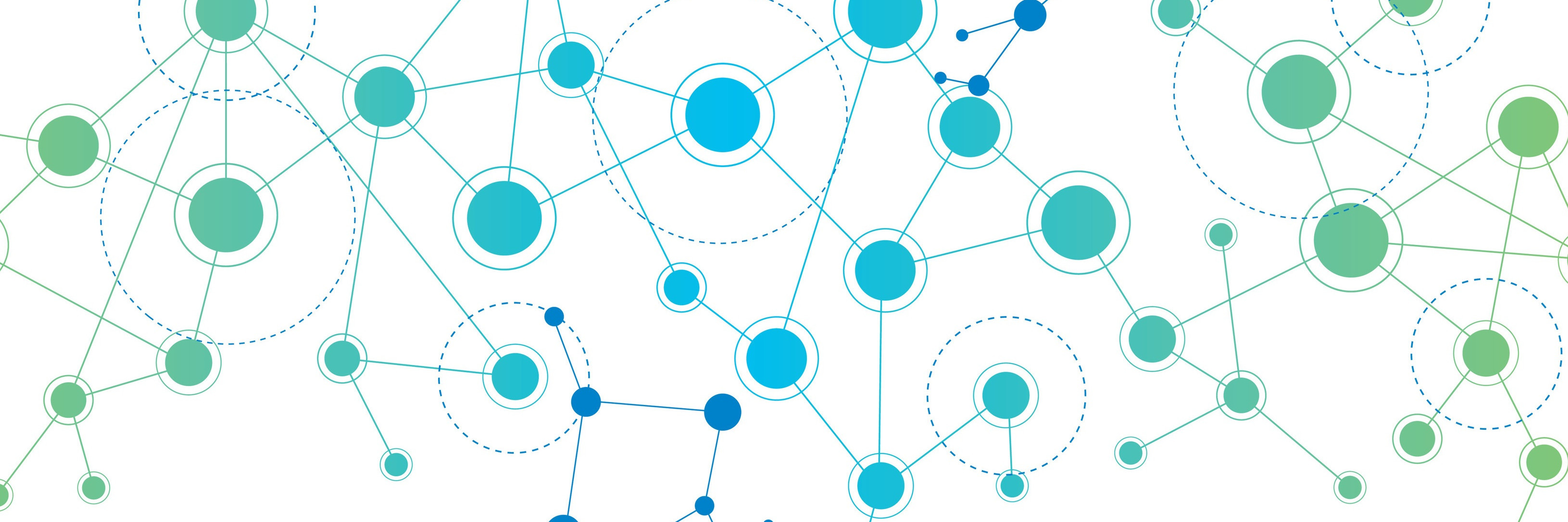 Graphik: Netzwerk aus blau-grünen Punkten und Linien.